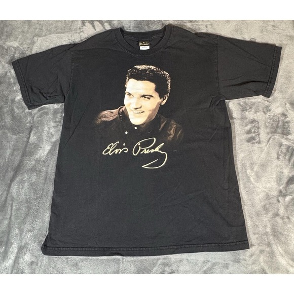 Elvis Presley's Graceland Tops - Vintage Elvis Presley's Graceland Shirt Womens L Black Elvis Portrait Graphic